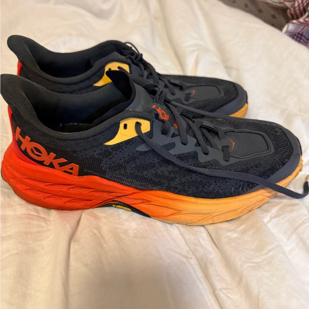 Hoka Speedgoat 5 Black Upper with Orange-Red Gradient  Athletic Sneakers
